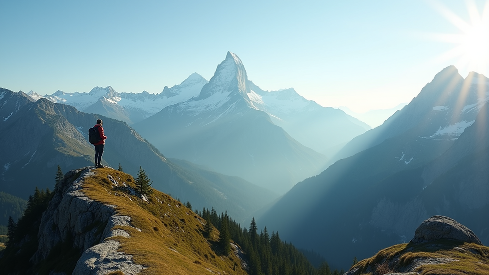 Wide angle view of a stunning mountain landscape