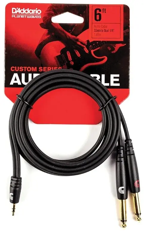 Thumbnail: D'ADDARIO 6ft. 1/8" STEREO MALE TO DUAL 1/4" CABLE - PW-MPTS-06