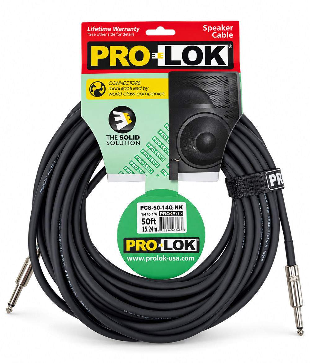 PRO-LOK 1/4″ TO 1/4″ SPEAKER CABLE (50FT.) - PCS50-14Q-NK