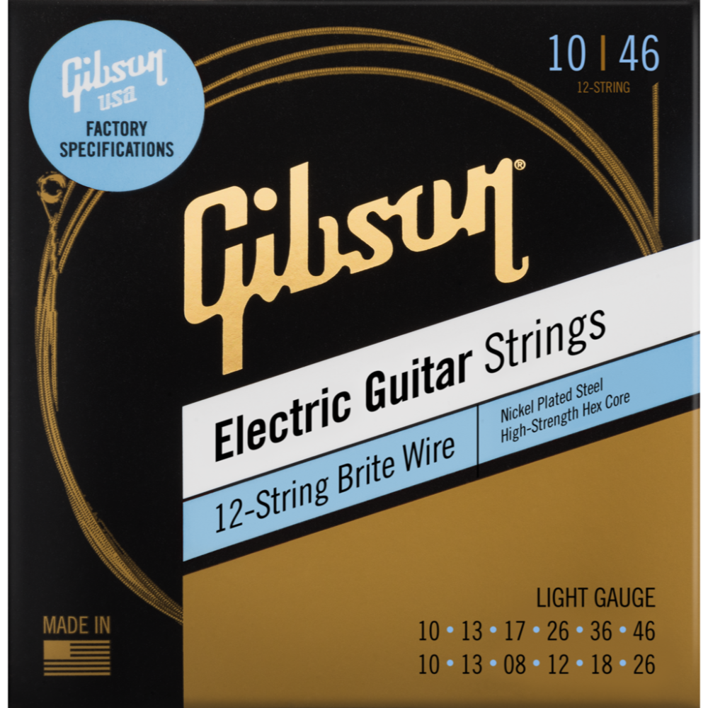 GIBSON BRITE WIRE ELECTRIC GUITAR STRINGS, 12-STRING SET - SEG-BW12L