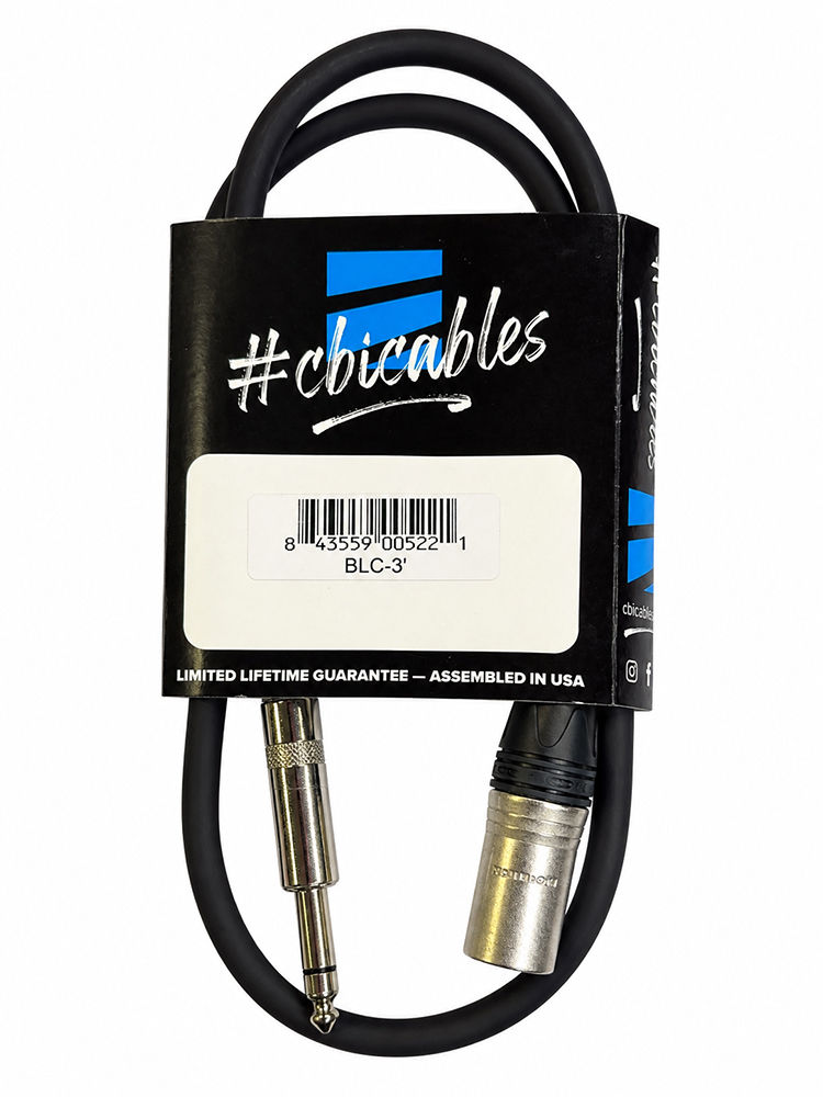 CBI BLC-3 BALANCED 1/4″ TRS TO XLR MALE CABLE (3ft.) - BLC-3