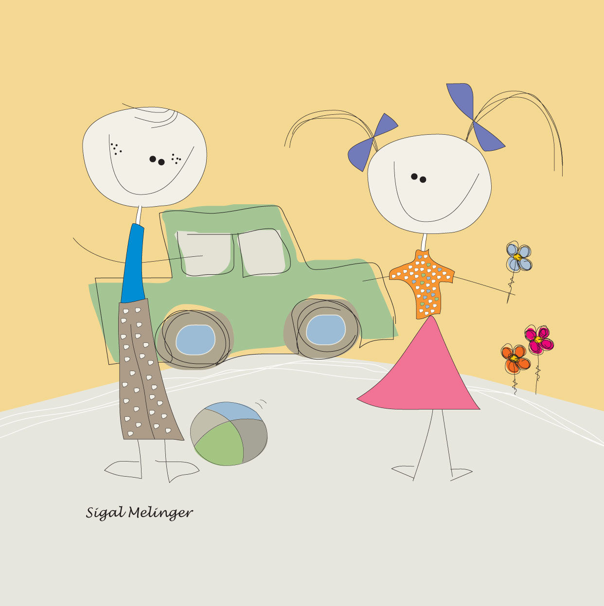 ציור ילדים משחקים