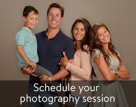 Picture of family with the caption, " Schedule your photography session"