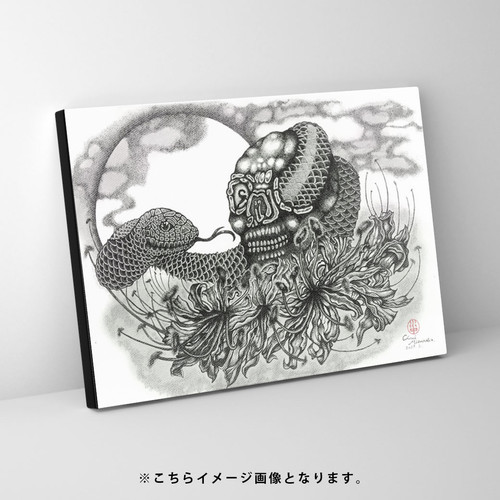 水生生物のモノクロアート作品 額50✖️60cm 水中 蝶生 『輪廻回生』フレスコグラフィックパネル | Gallery IYN