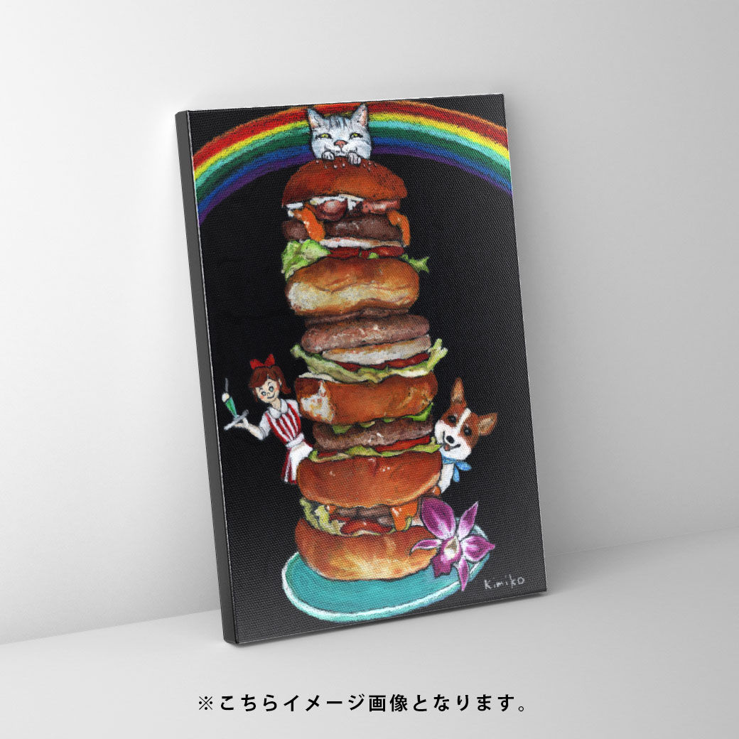 チョークアートKimiko『ハンバーガーパーティ』フレスコグラフィックパネル