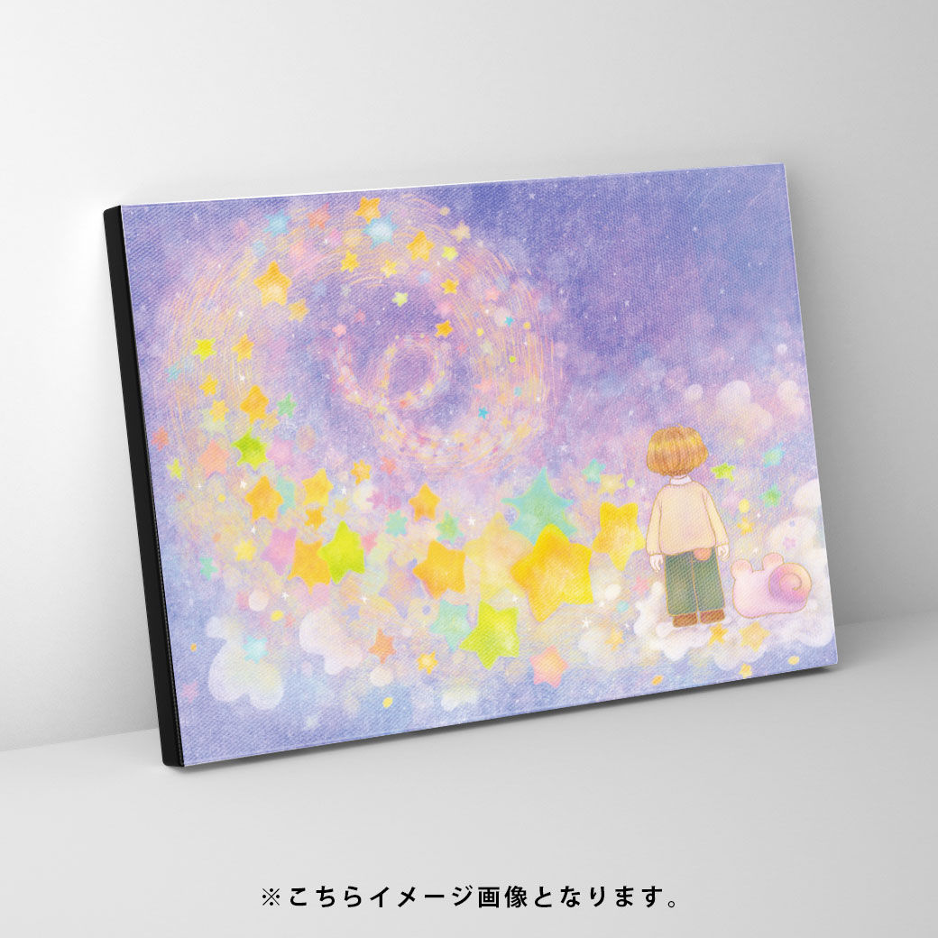 女の子とカタツムリのようなキャラクターが渦をまいている星空を眺めている。