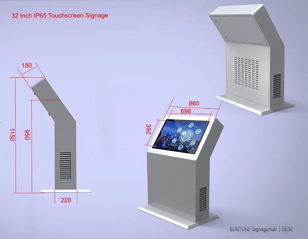 Infographic illustrating the key aspects of display enclosure design for harsh environments, highlighting weatherproofing, thermal management, and durability for outdoor digital signage systems.
