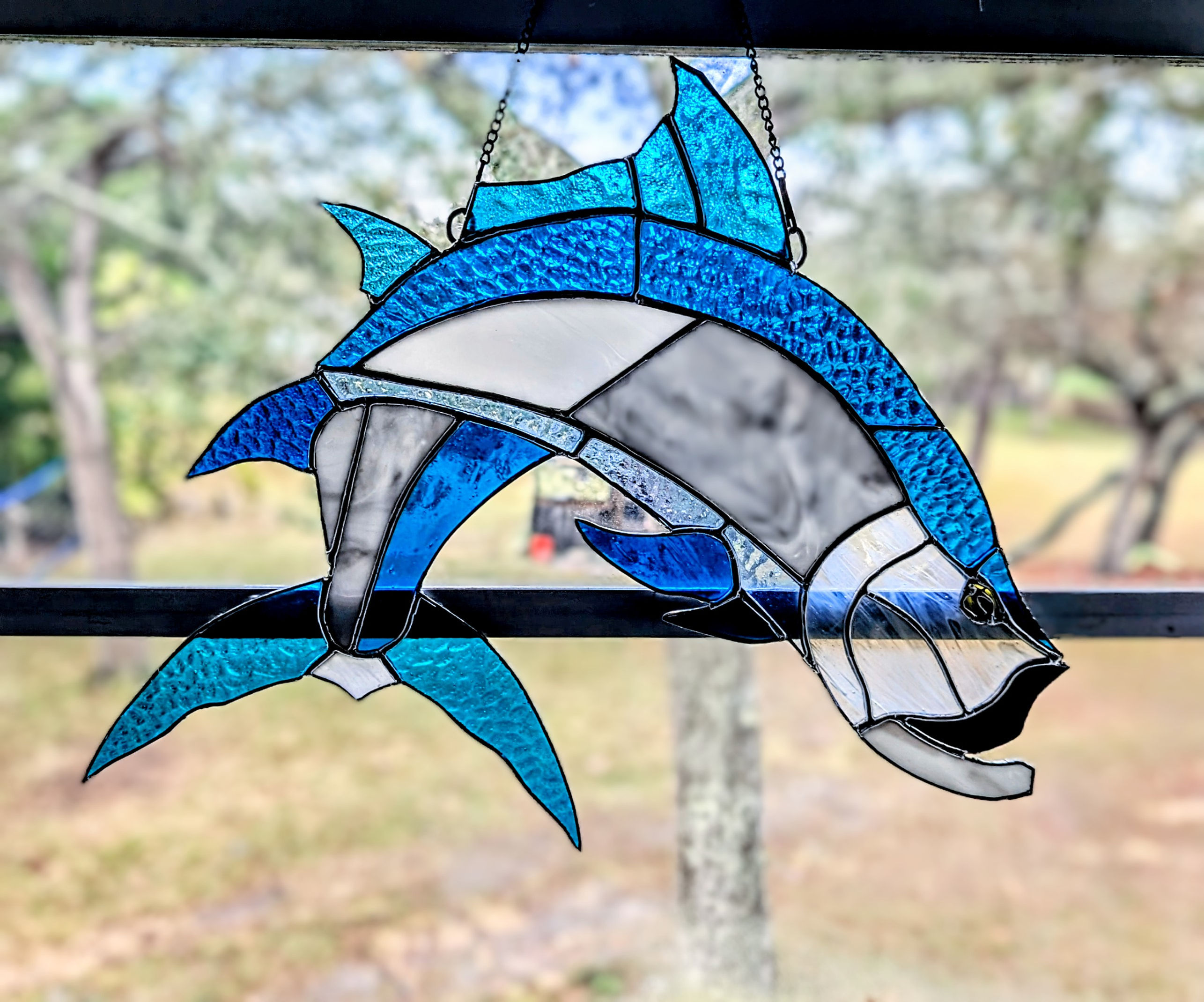 Stained Glass Jumping Tarpon 14W by 16H