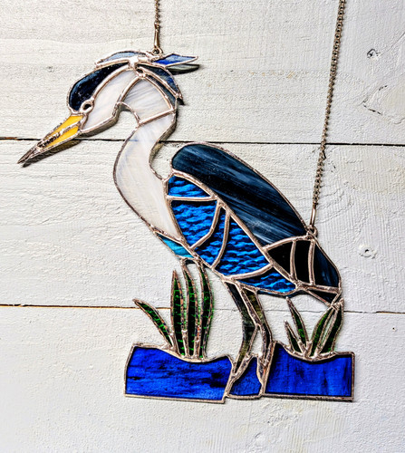 Stained glass heron 11*11 | The Elderberry Fairy