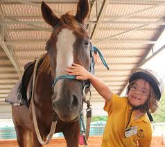 Person riding a horse during an outdoor activity