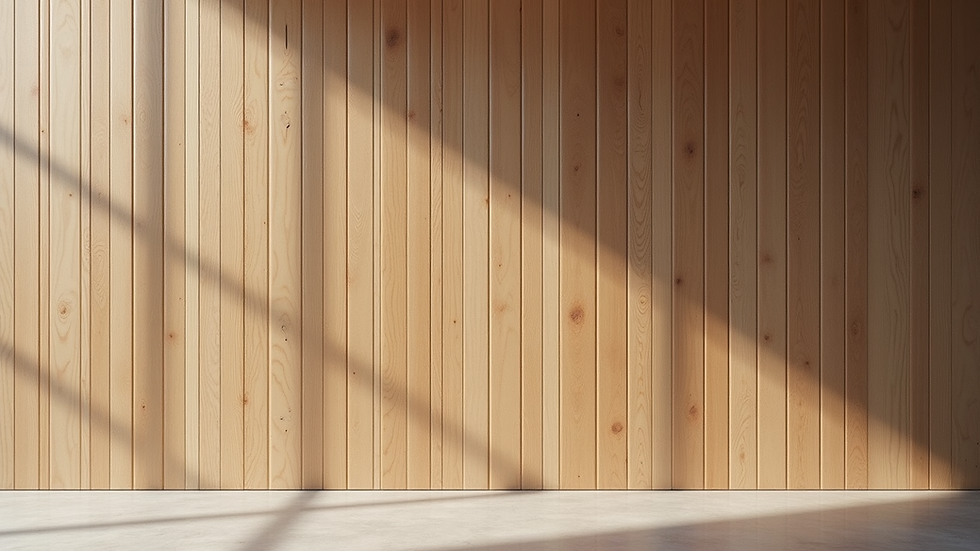 Close-up view of a textured wall featuring wooden panels