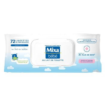 Lingettes Mixa Bébé Au Lait de Toilette x72
