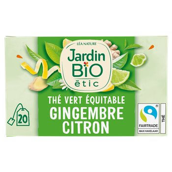 Thé vert bio Jardin Bio Gingembre citron vert x20 - 30g