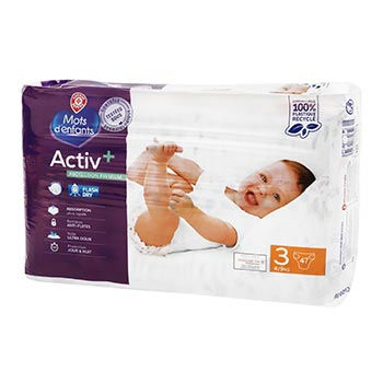 Couches Mots d'Enfants Activ+ T3 : 4/9kg - x47 changes