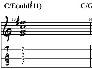 C major triad and its tensions