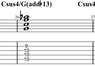 C suspended 4 triad and its tensions