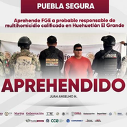 Cae presunto responsable de multihomicidio en Huehuetlán El Grande