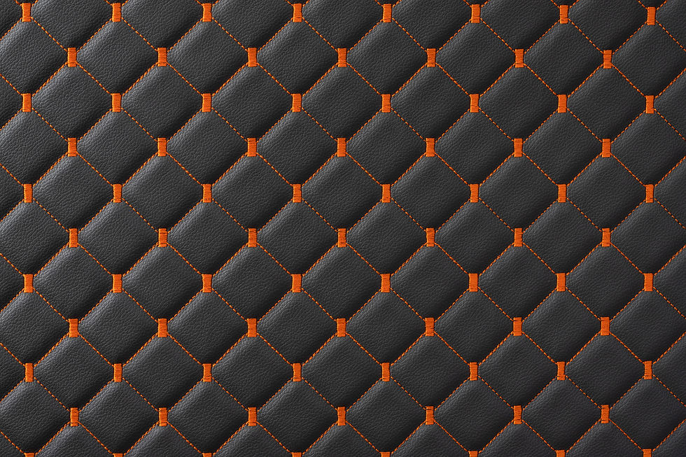 CBK Piel sintética con costuras de diamante, color grafito - Línea naranja