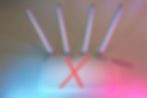 white wireless router with blue and pink lights with red x over it