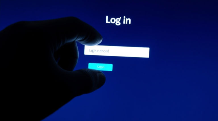 gloved hand stealing login information