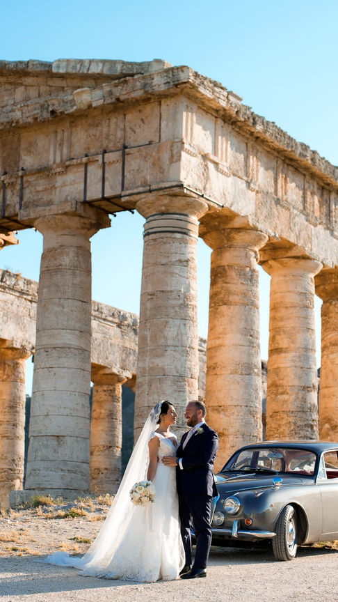 Ancient temple in Sicily at sunset, breathtaking destination wedding location.