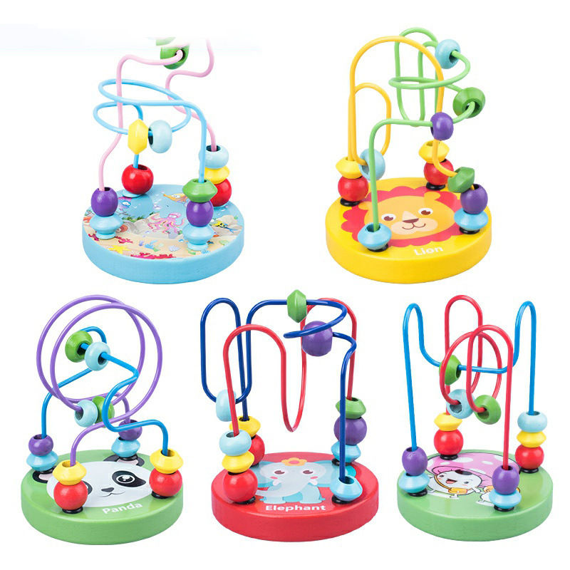 Baby Montessori Educational Math Toy Kids Circles Bead Wire Maze Roller Coaster