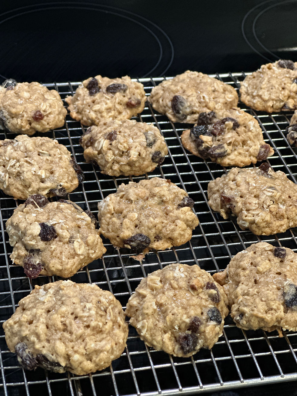sourdough oatmeal raisin cookies on cooling rack soft and chewy texture