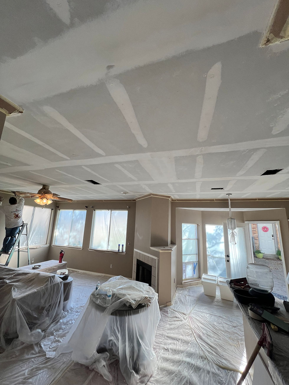 Popcorn ceiling removal before and after