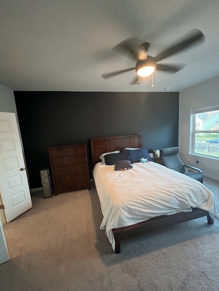 Bedroom wall painting after drywall repair