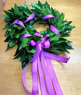 Coroncina Laurea di Alloro verde e viola 