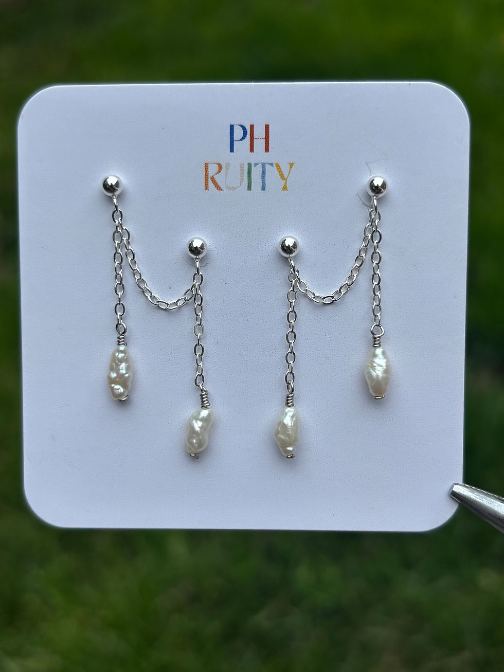 Thumbnail: Freshwater Pearl Double Chain Earrings