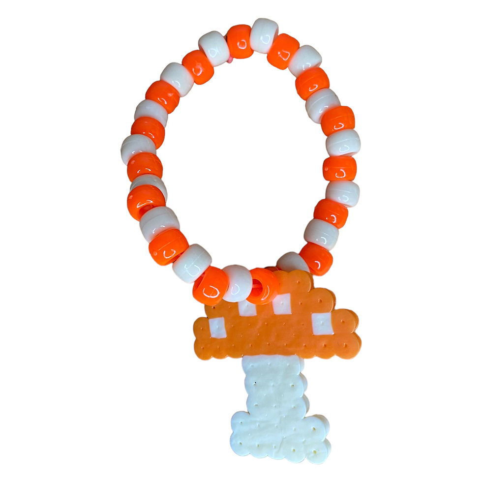 Thumbnail: Mushroom Magic Kandi Bracelet – Handcrafted Single Perler Bead Design Orange