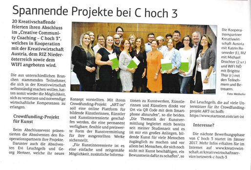 "Niederösterreichische Wirtschaft" berichtet über C hoch 3