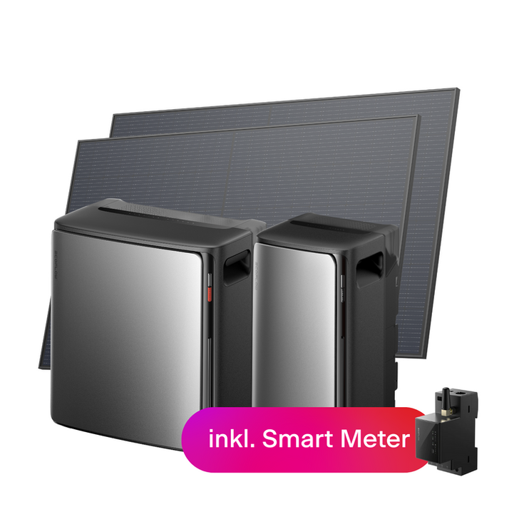 STREAM Komplettset M mit EcoFlow Batterie, zweitem Speicher, Solarmodulen und Smart Meter