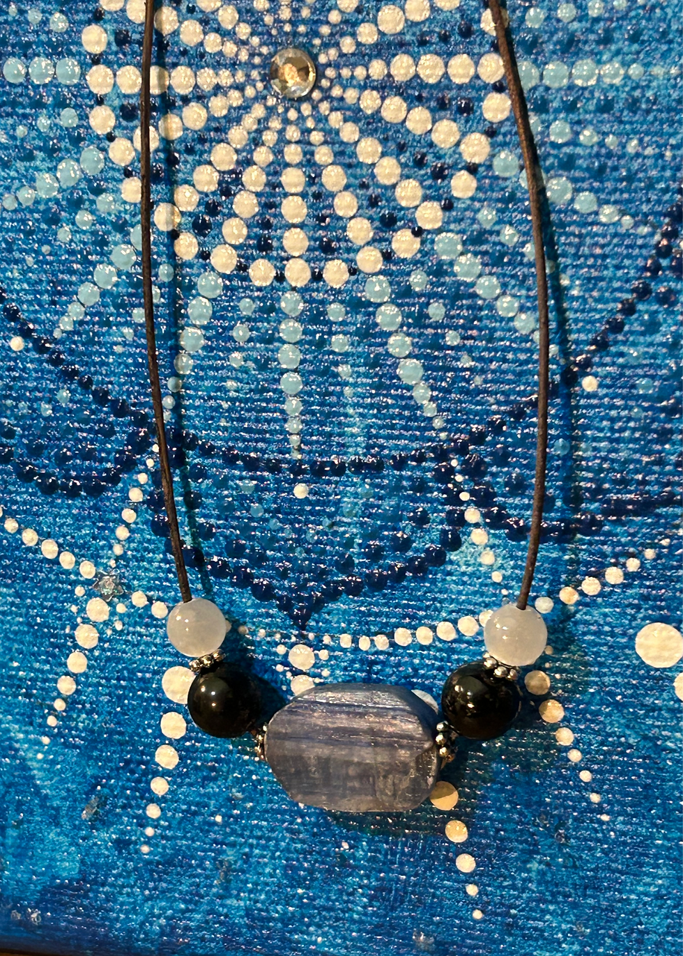 "Blue Kyanite" "Rainbow Tourmaline", and " Selenite" Necklace
