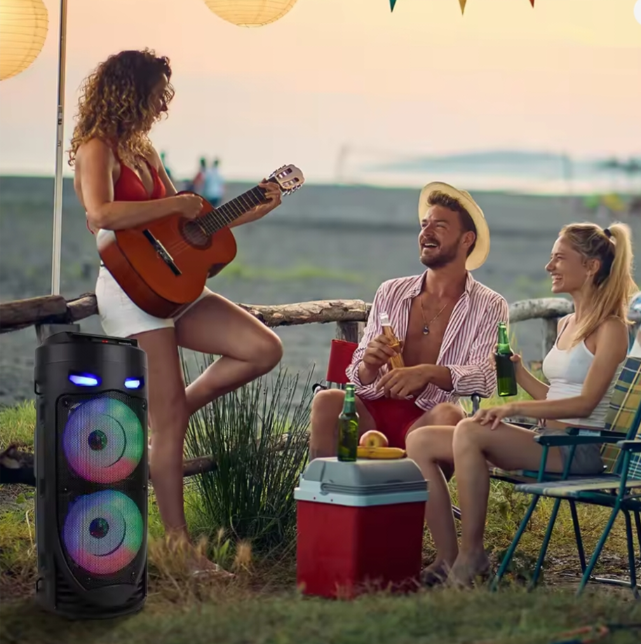Thumbnail: Compatible Bluetooth Speaker, Wireless Stereo with Dual Subwoofer, Deep Bass, Li