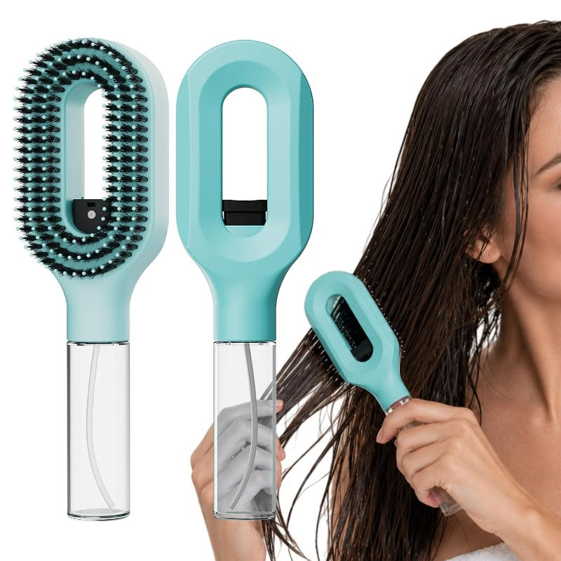 Thumbnail: Refillable Spray Hair Comb Anti Static Detangling Brush Eliminate Frizz Tangles 