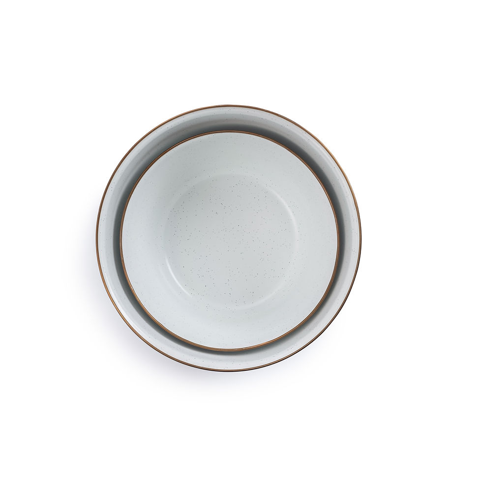 Thumbnail: Barebones Enamel Mixing Bowl Set Eggshell