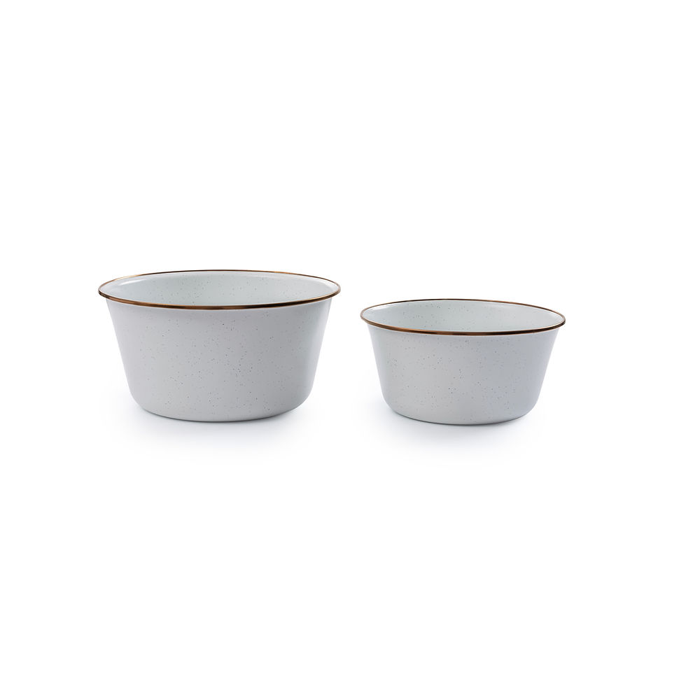 Thumbnail: Barebones Enamel Mixing Bowl Set Eggshell