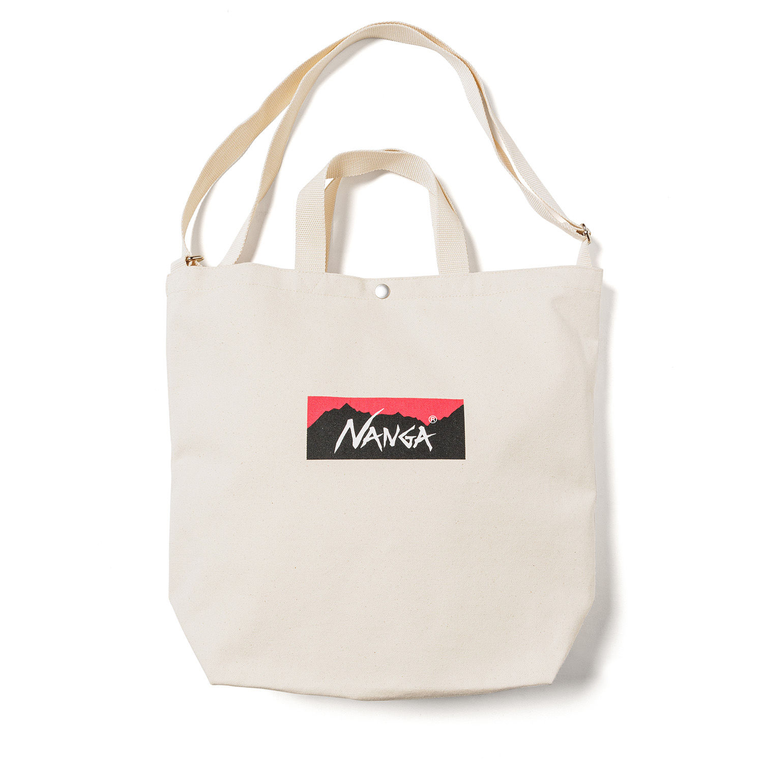 NANGA NANGA LOGO CANVAS TOTE 2 WAY BAG NATURAL