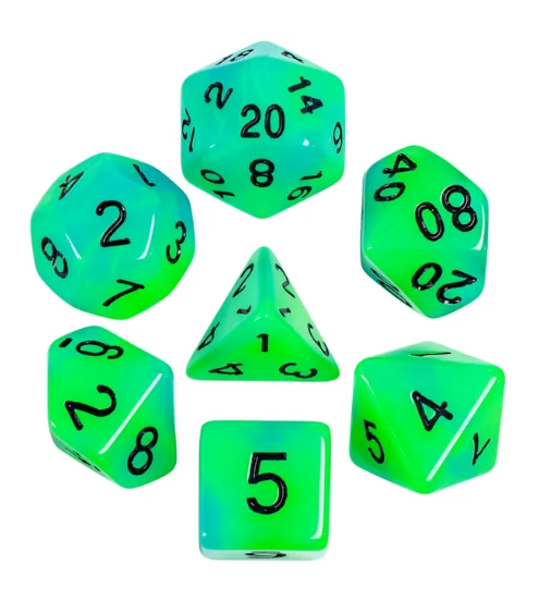 Green GITD Dice Set
