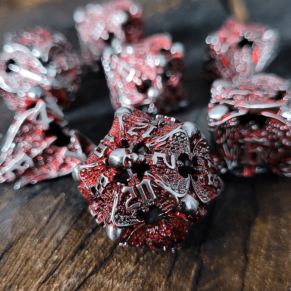 Thumbnail: 🔥☠️Red Winged Death Hollow - Metal DnD Dice Set