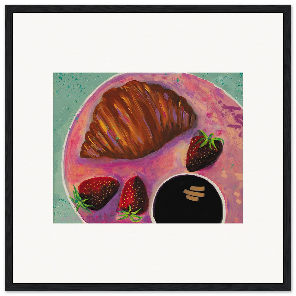 Thumbnail: Croissant and Strawberries Brunch Framed Poster