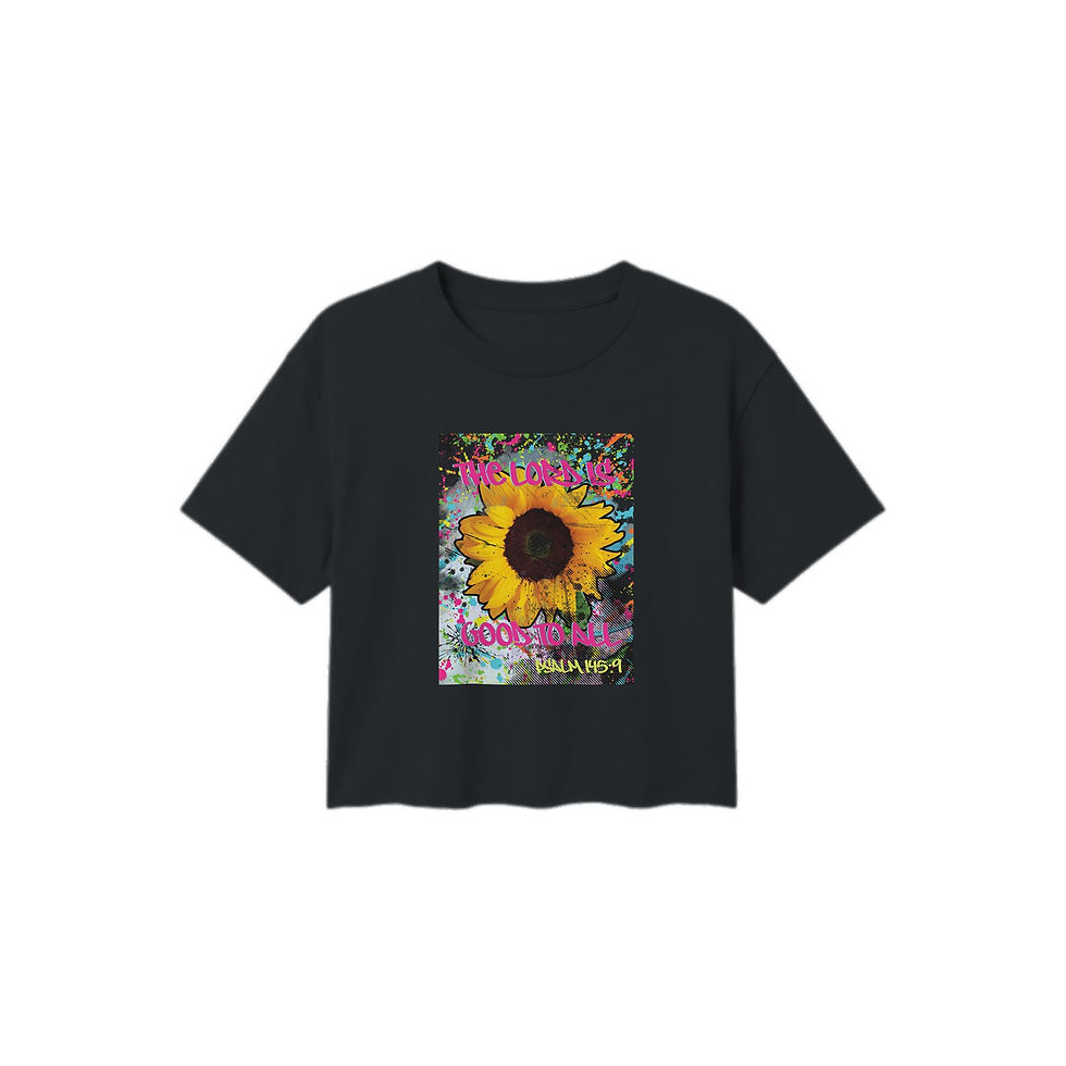 Thumbnail: Sunflower Crop Top Christian Gift Psalm 145:9