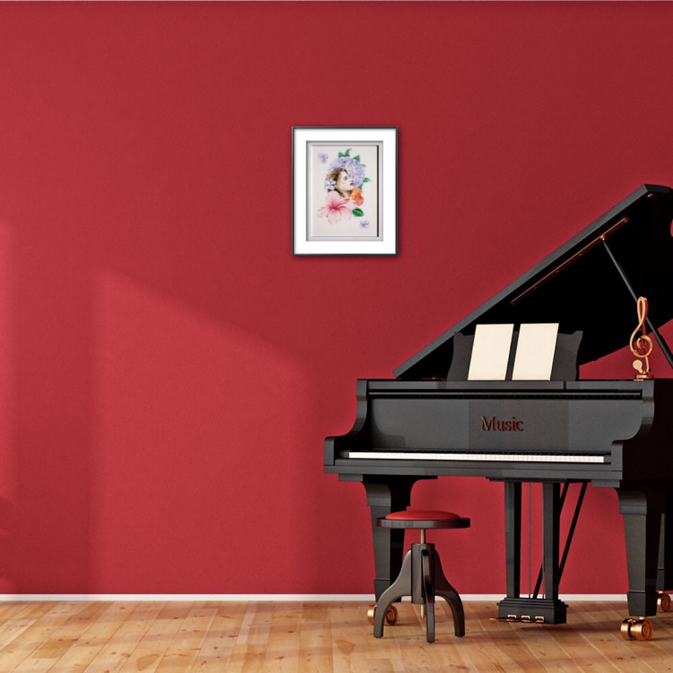 Thumbnail: Marta Horodniczy. LADY WITH HYDRANGEA AND HIBISCUS