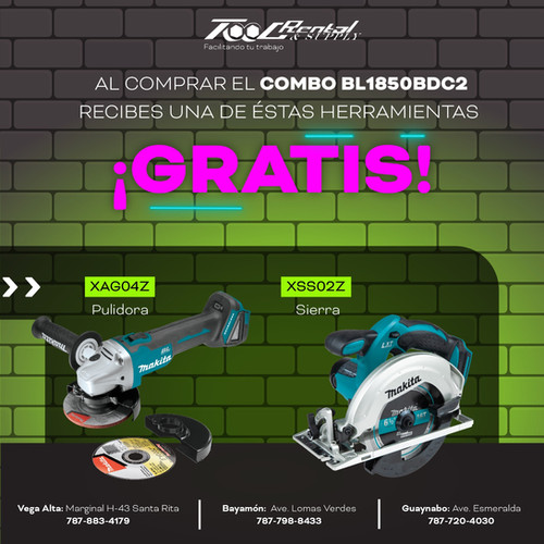 BL1850BDC2- Makita Combo Baterias 18V AMP y Cargador Tool