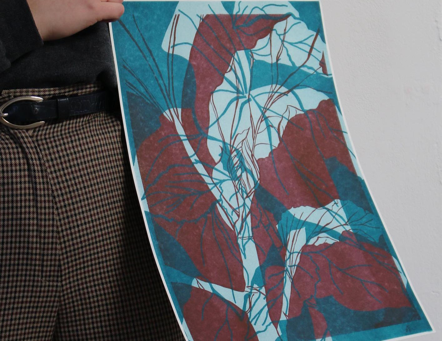 Dragon Leaf Risograph Print