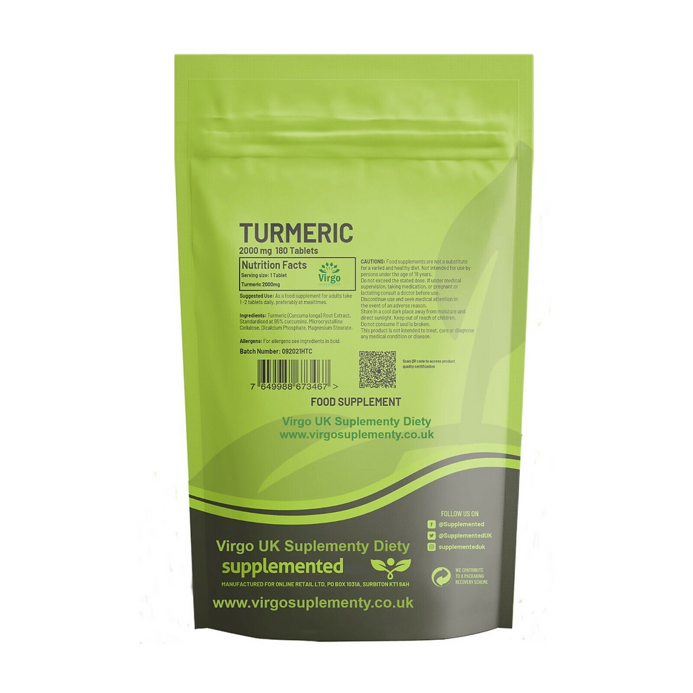 Thumbnail: Curcumin Turmeric Curcuma 2000mg 180 Vegan Tablets Immunity