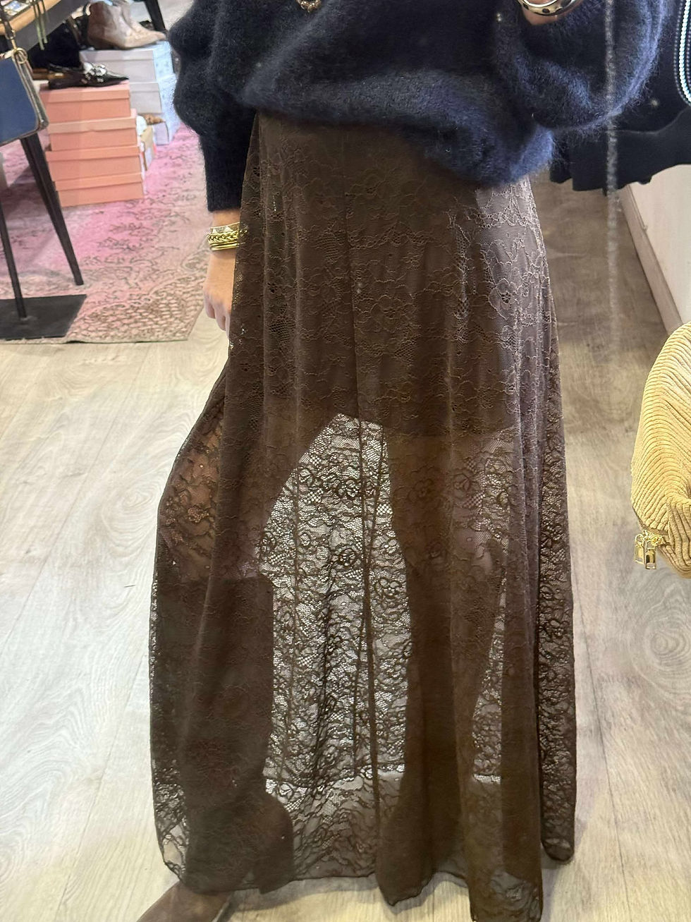 Miniature : Jupe Lyra Dentelle Choco