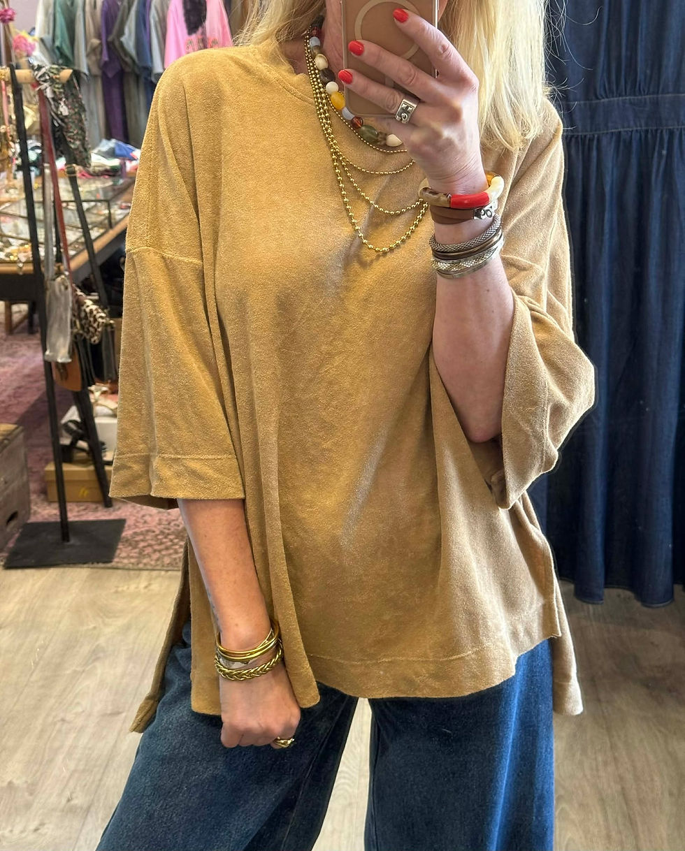 Miniature : Tee-shirt Loose Eponge Camel